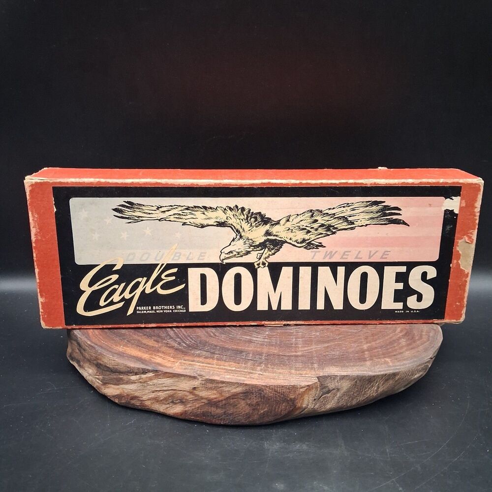 Vintage Parker Brothers Double 12 Eagle Dominoes 94 Pc U.S. Capitol Box